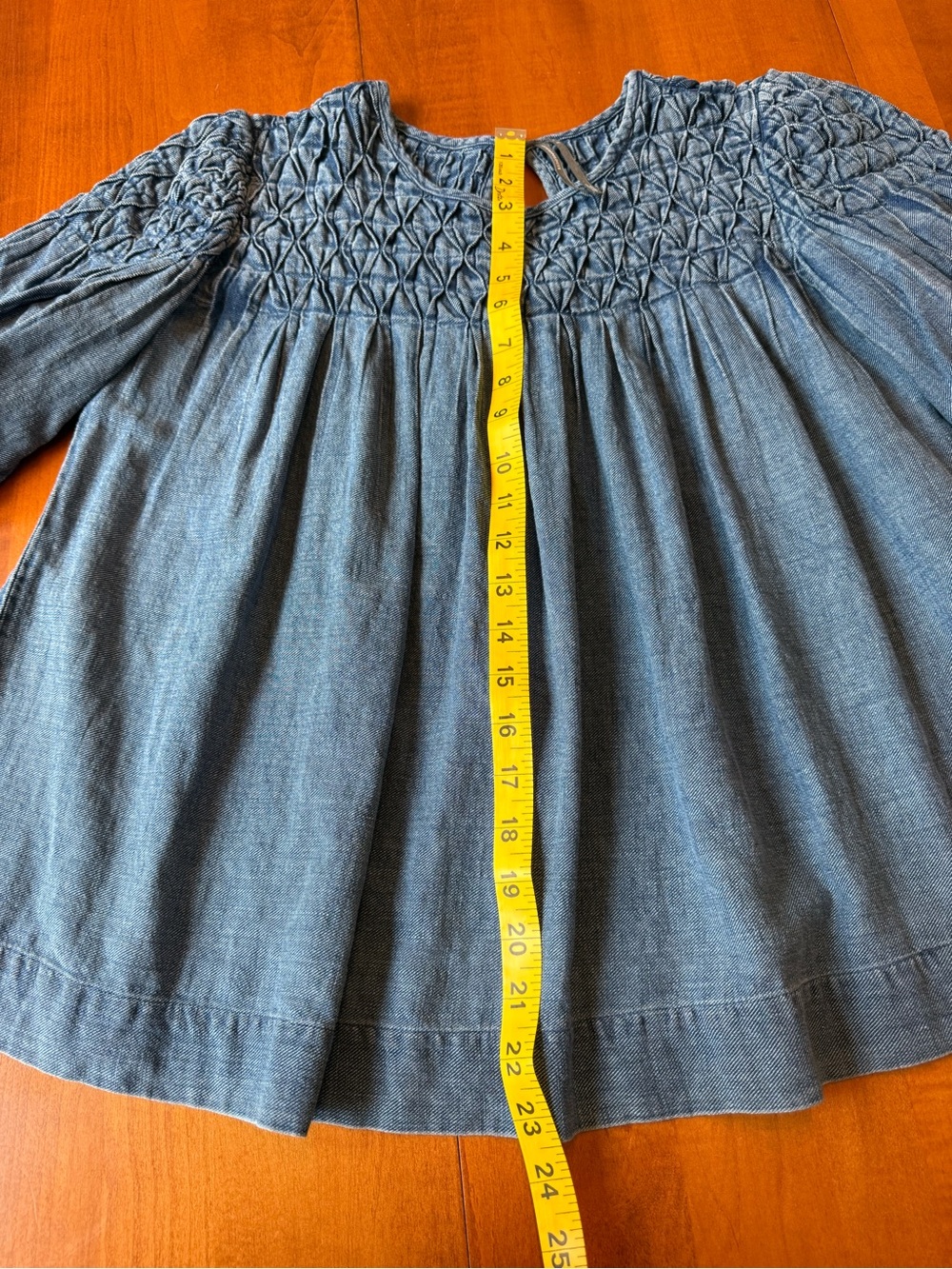 Anthropologie Smocked Chambray Blouse - Blue - Picture 5 of 6